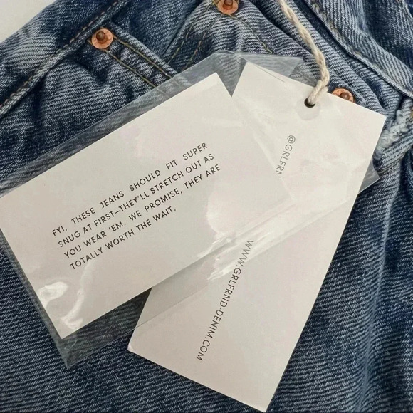 GRLFRND Helena High Rise Straight Leg Jeans Button Fly Raw Hem Premium Size 27 - Picture 10 of 13